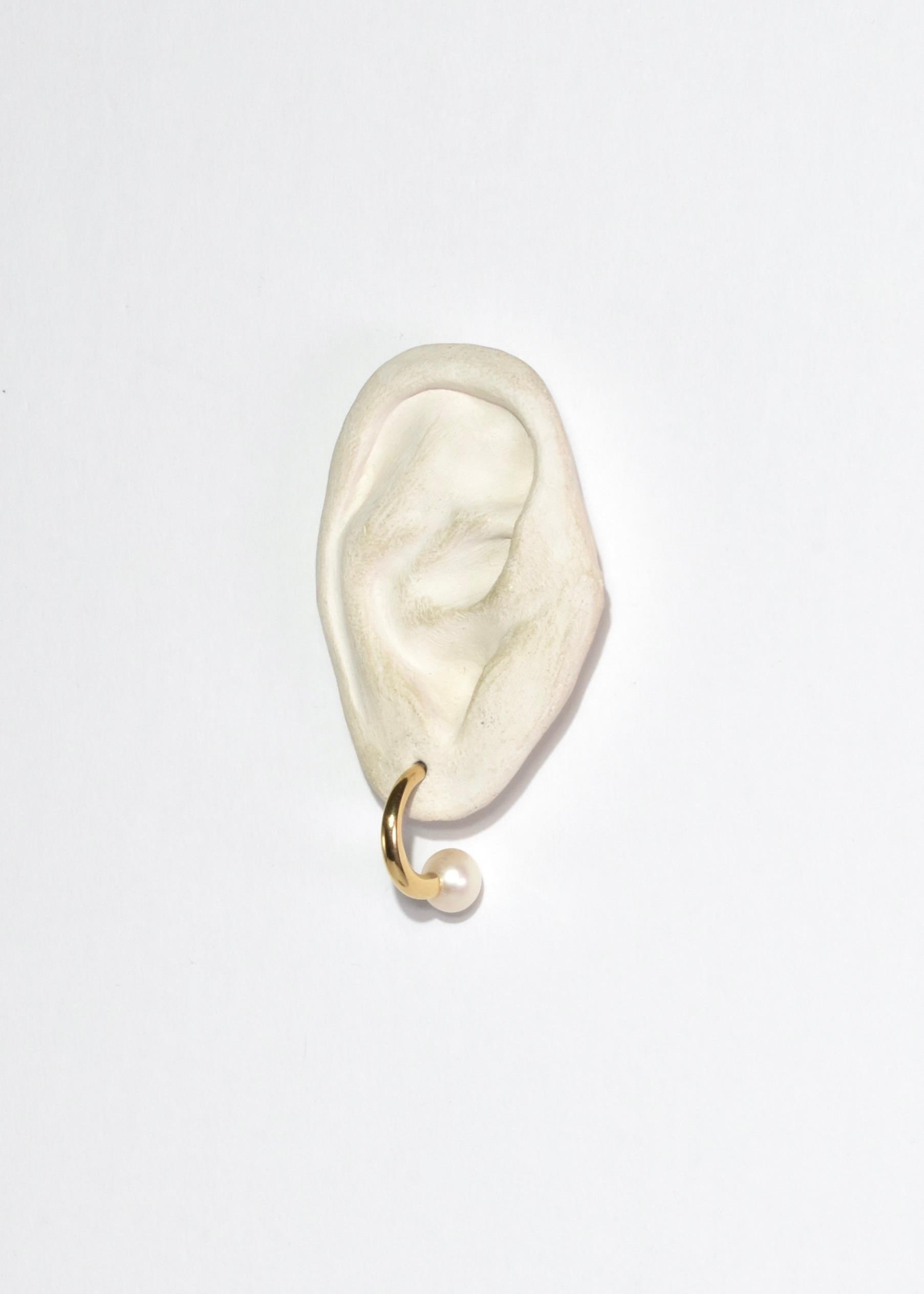 Women's or Men's Gold Pearl Hoops For Sale
