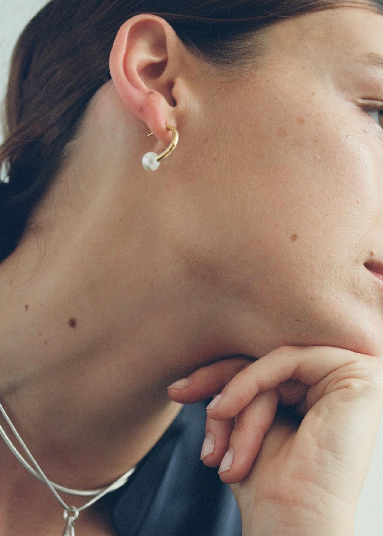 Gold Pearl Hoops For Sale 1