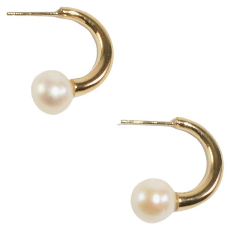 Gold Pearl Hoops For Sale