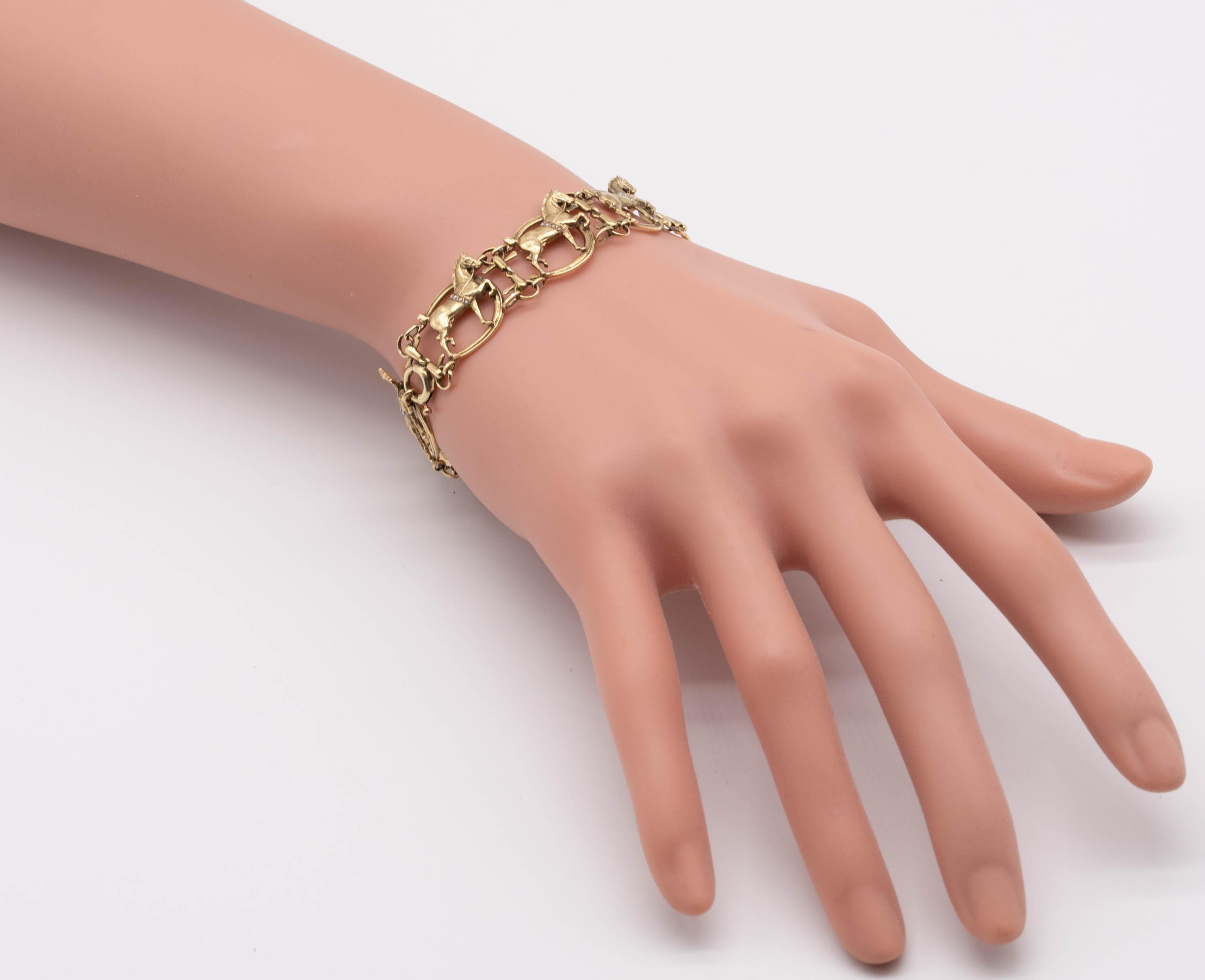 Gold Pearl Prancing Show Horse Bracelet For Sale 1