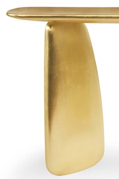 Consola de guijarros dorada con pan de oro