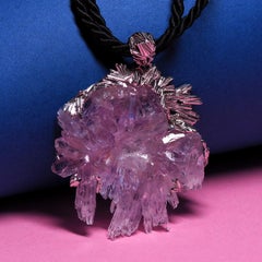 Gold Pendant Amethyst Crystals Raw Unisex Jewelry Gemstone White Gold Necklace