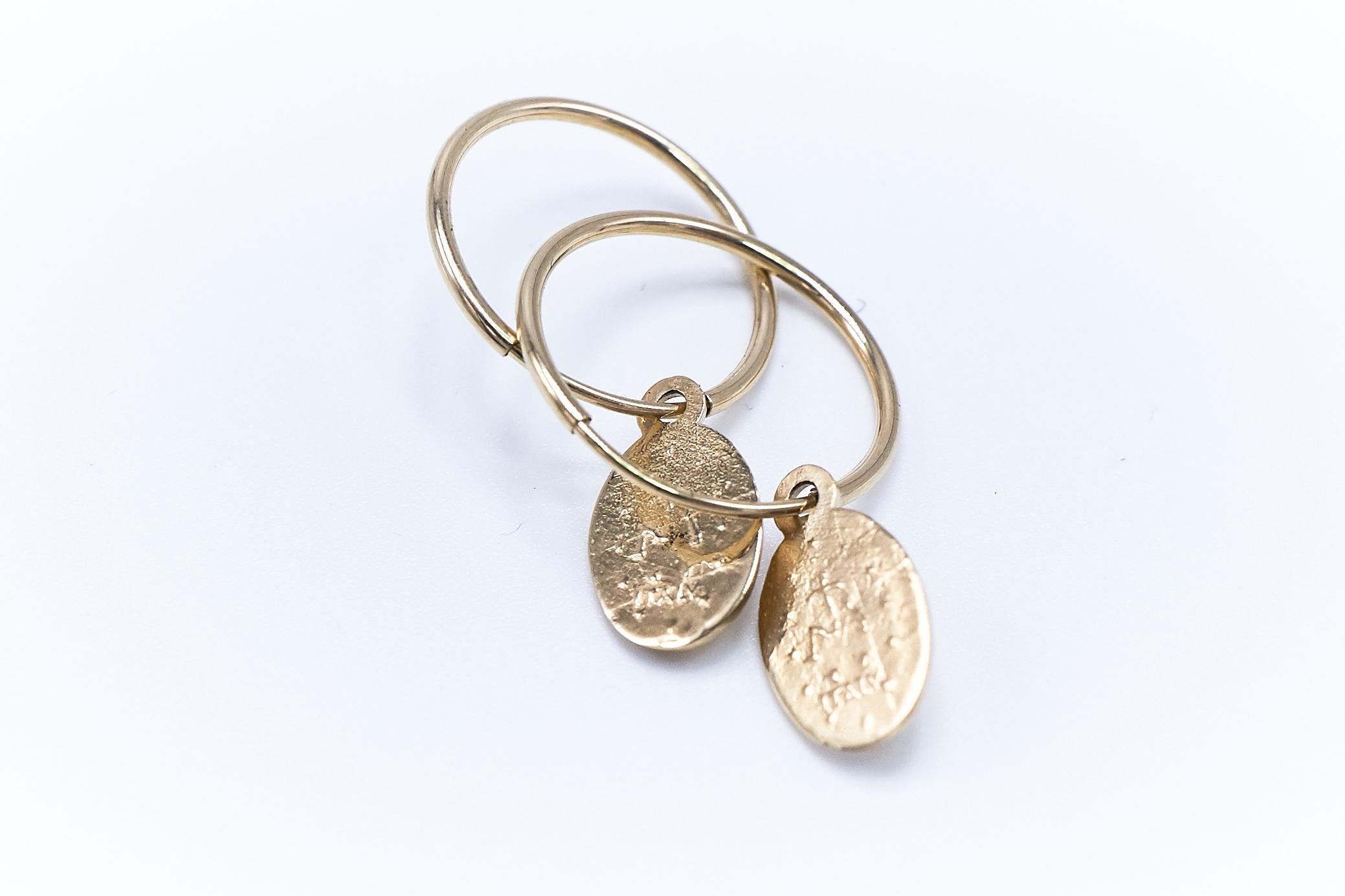 Women's Gold Pendant Earrings Virgin Mary Hoop Mother Mary J Dauphin For Sale