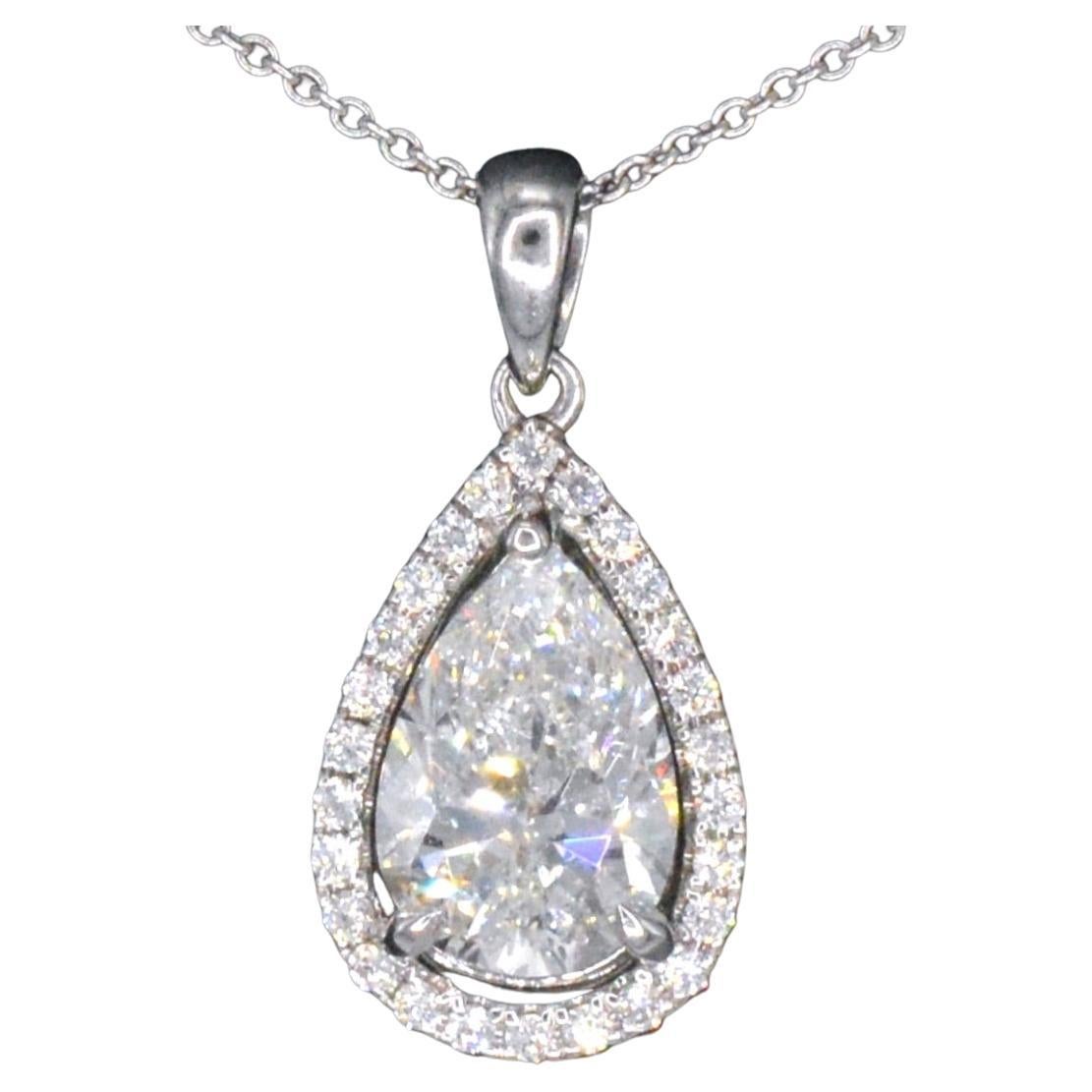 Gold Pendant in Pear Shape with Diamond For Sale