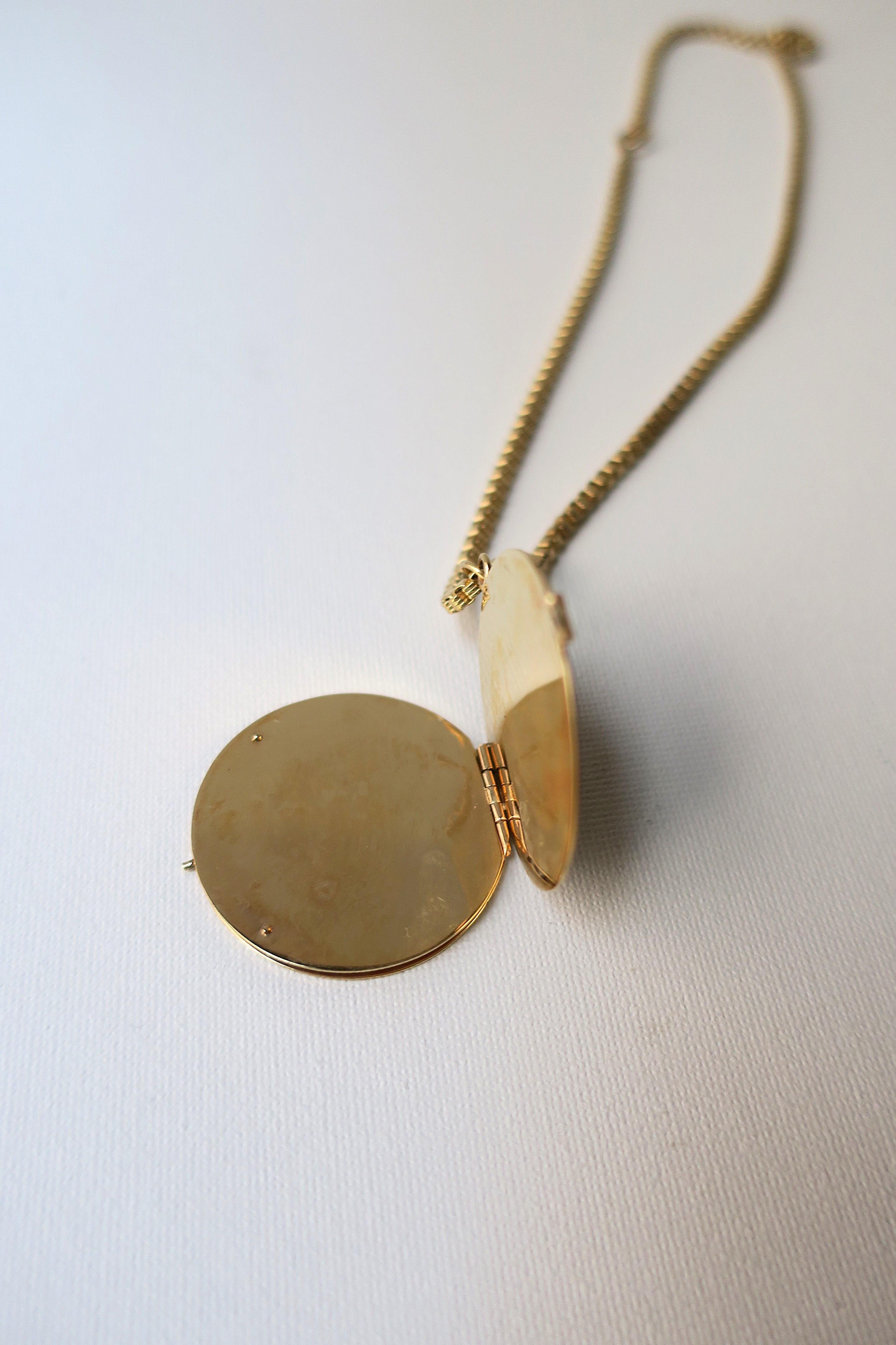 Gold Pendant Locket Box Link Chain Necklace Attrib. Tiffany & Co. For Sale 9