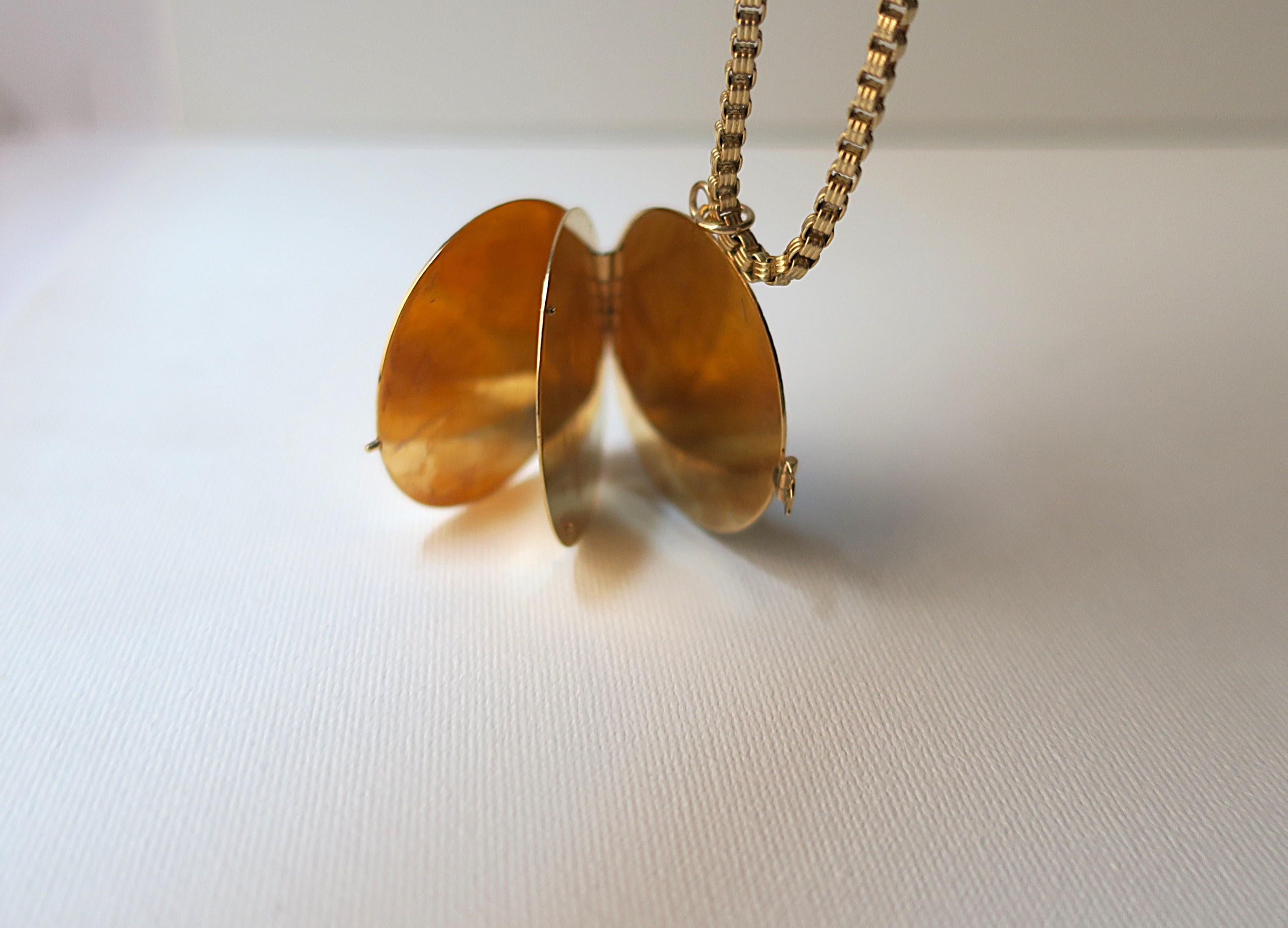 Gold Pendant Locket Box Link Chain Necklace Attrib. Tiffany & Co. For Sale 10