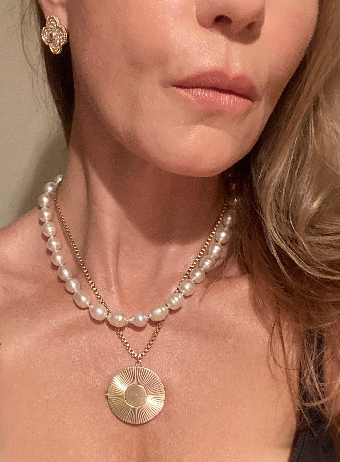 Modern Gold Pendant Locket Box Link Chain Necklace Attrib. Tiffany & Co. For Sale