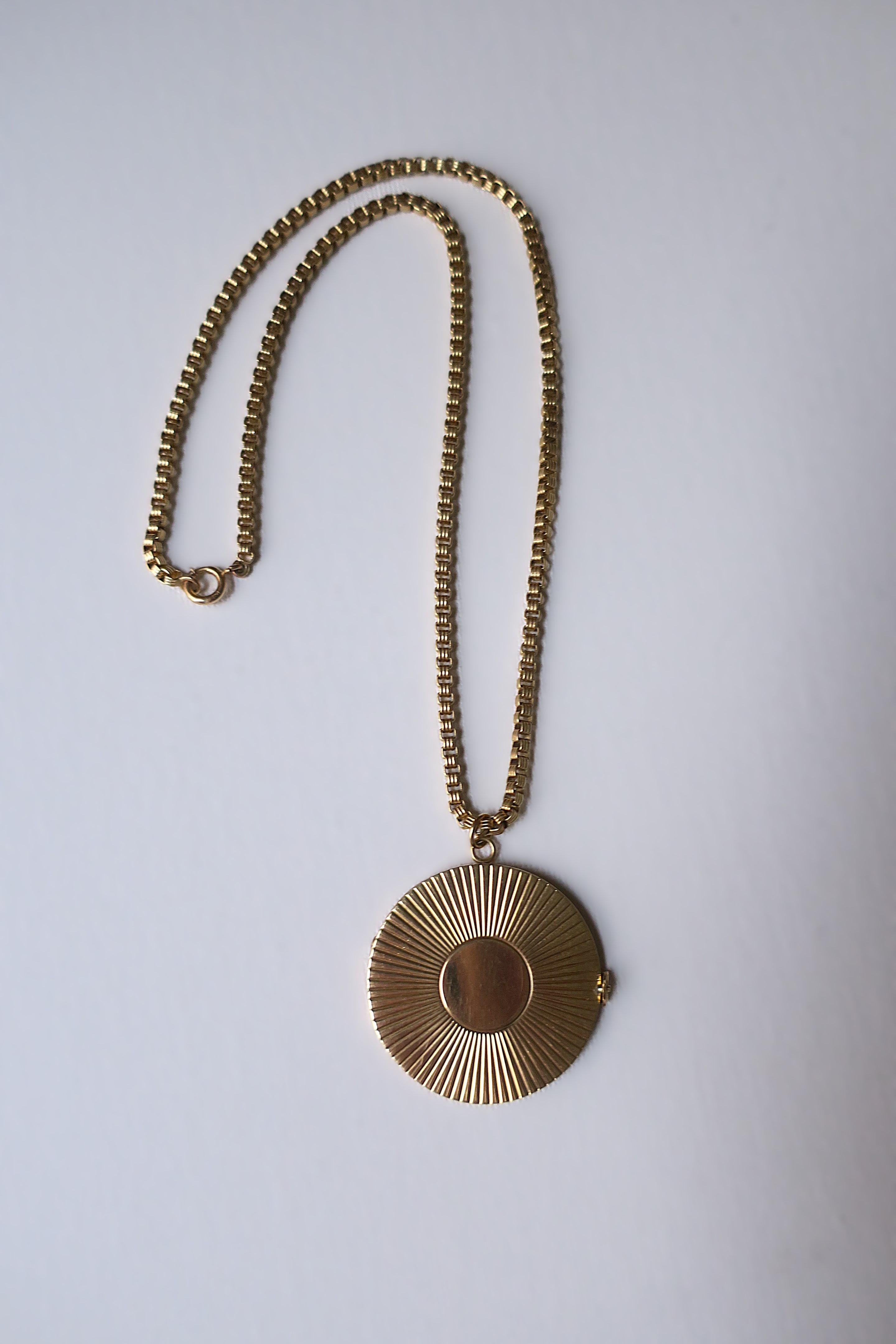 Women's or Men's Gold Pendant Locket Box Link Chain Necklace Attrib. Tiffany & Co. For Sale