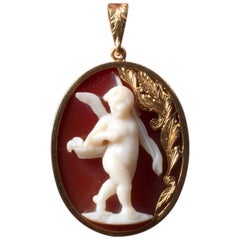 Gold Pendant with a 19th Century Cameo of Amor