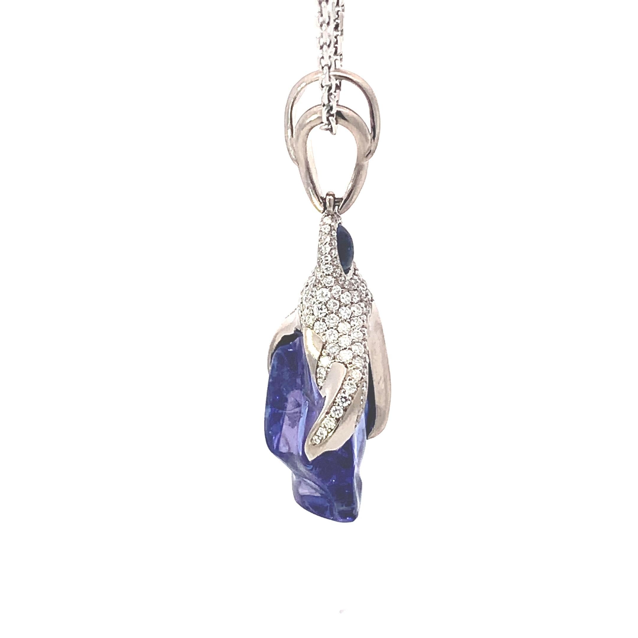 Ciondolo in oro con diamanti con zaffiro blu e tanzanite In condizioni Nuovo in vendita a ประเวศ, TH