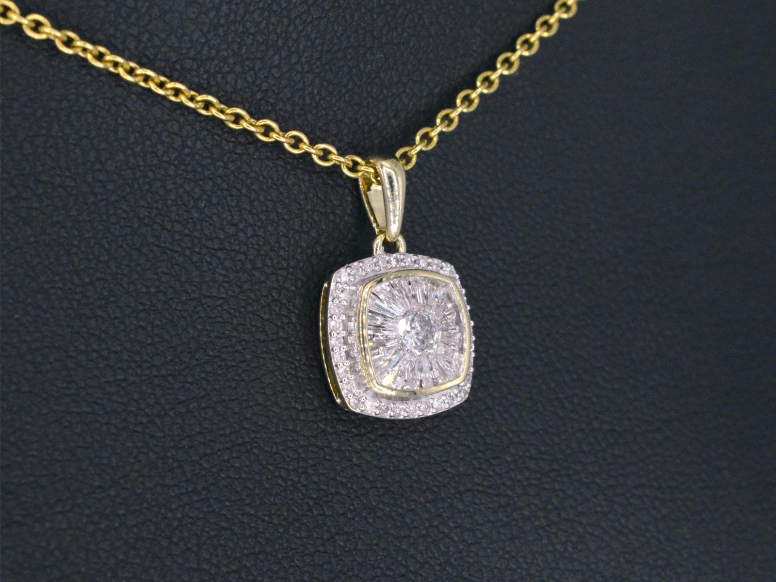 Brilliant Cut Gold Pendant with Diamonds For Sale