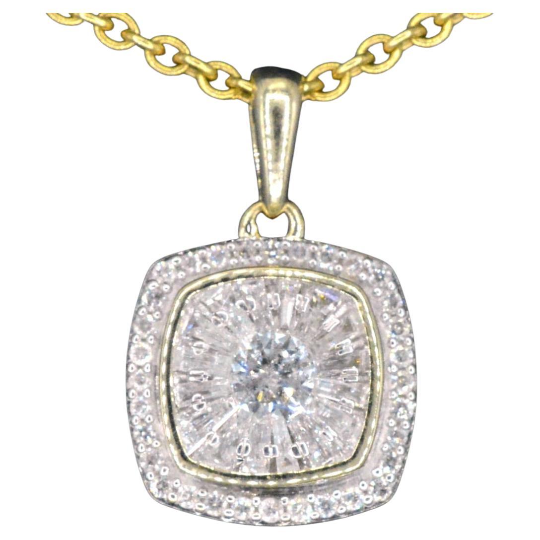 Gold Pendant with Diamonds For Sale