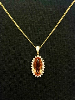 Gold Pendant with Imperial Topaz and Diamonds