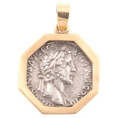 Gold Pendant With Silver Denarius Depicting Emperor Antoninus Pius, 136 AD