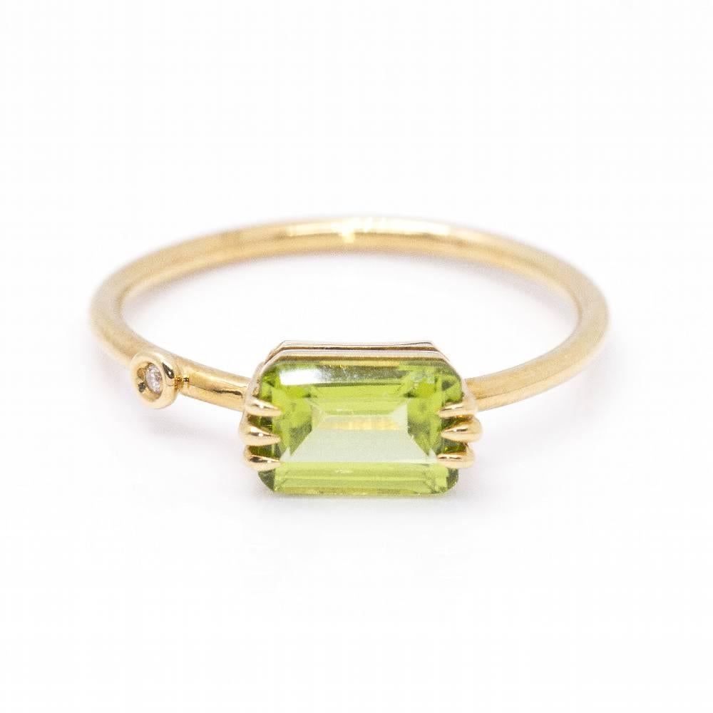 Gold, Peridot and Diamond Ring For Sale