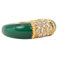 Gold Philippine Van Cleef & Arpels Ring with Chrysoprase and Diamonds