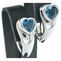 Gold Piaget Heart Earrings with Topaz
