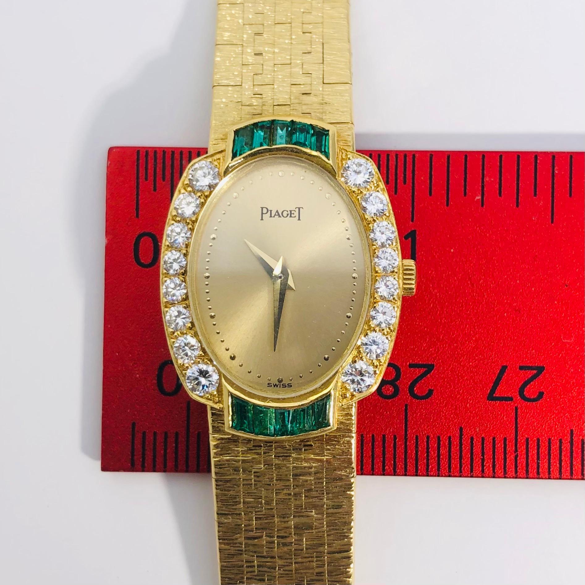 Gold Piaget with Diamonds and Emeralds and Quartz Movement 1