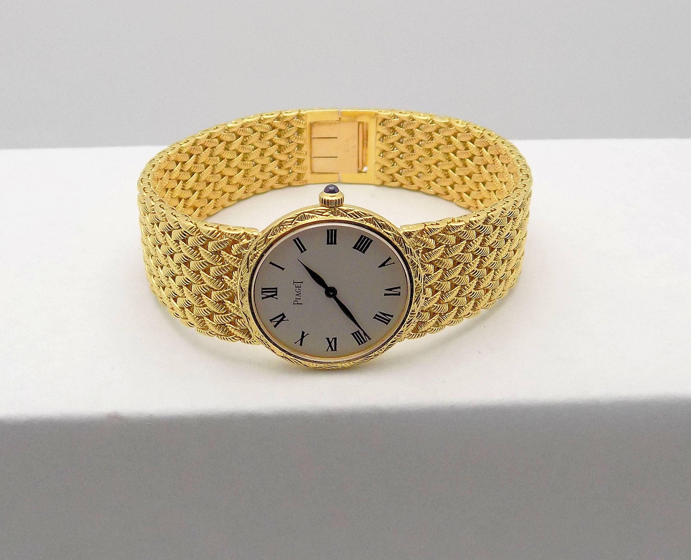 Gold Piaget Wrist Watch In Excellent Condition For Sale In Dallas, TX