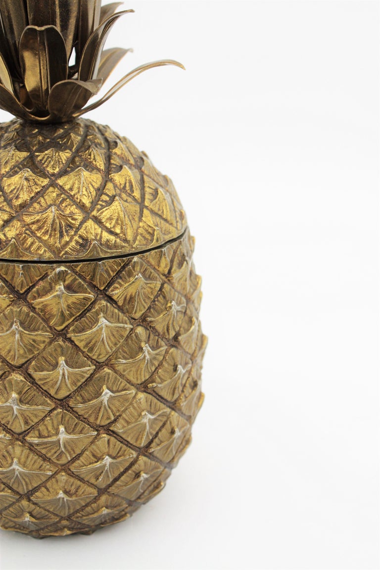 Midcentury Modern Gold Pineapple Ice Bucket by Mauro Italy