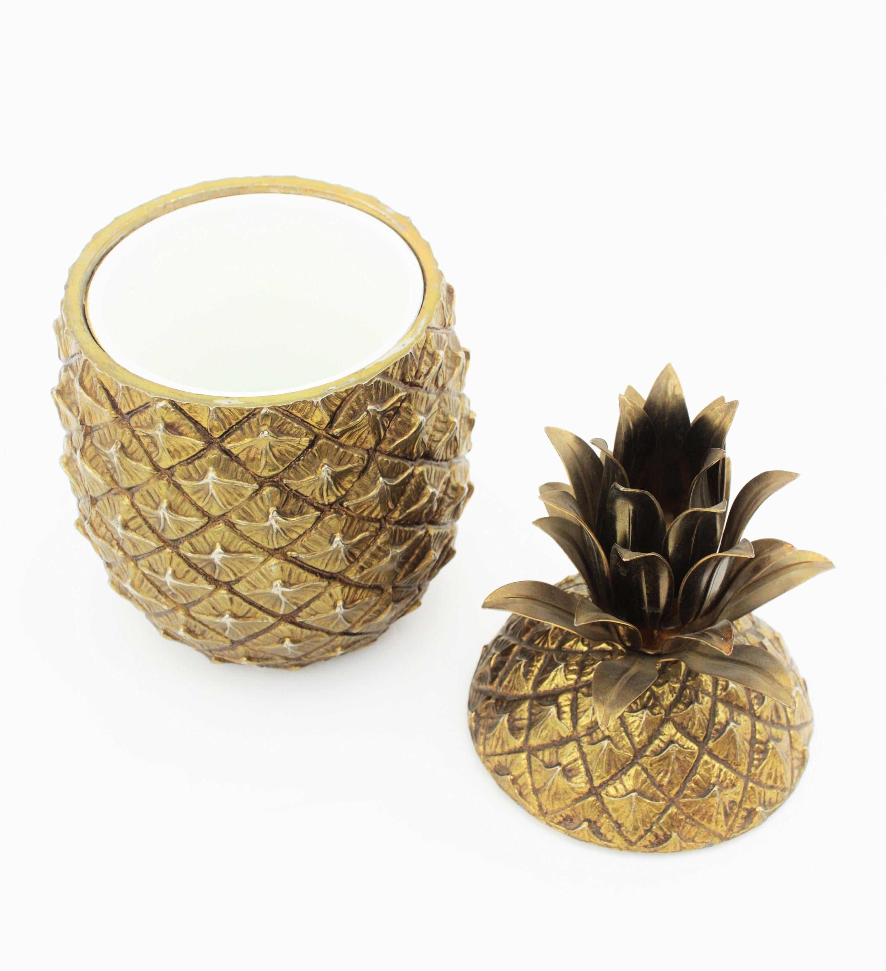 Gilt Mid-century Modern Gold Pineapple Ice Bucket by Mauro Manetti, Italy, 1960s