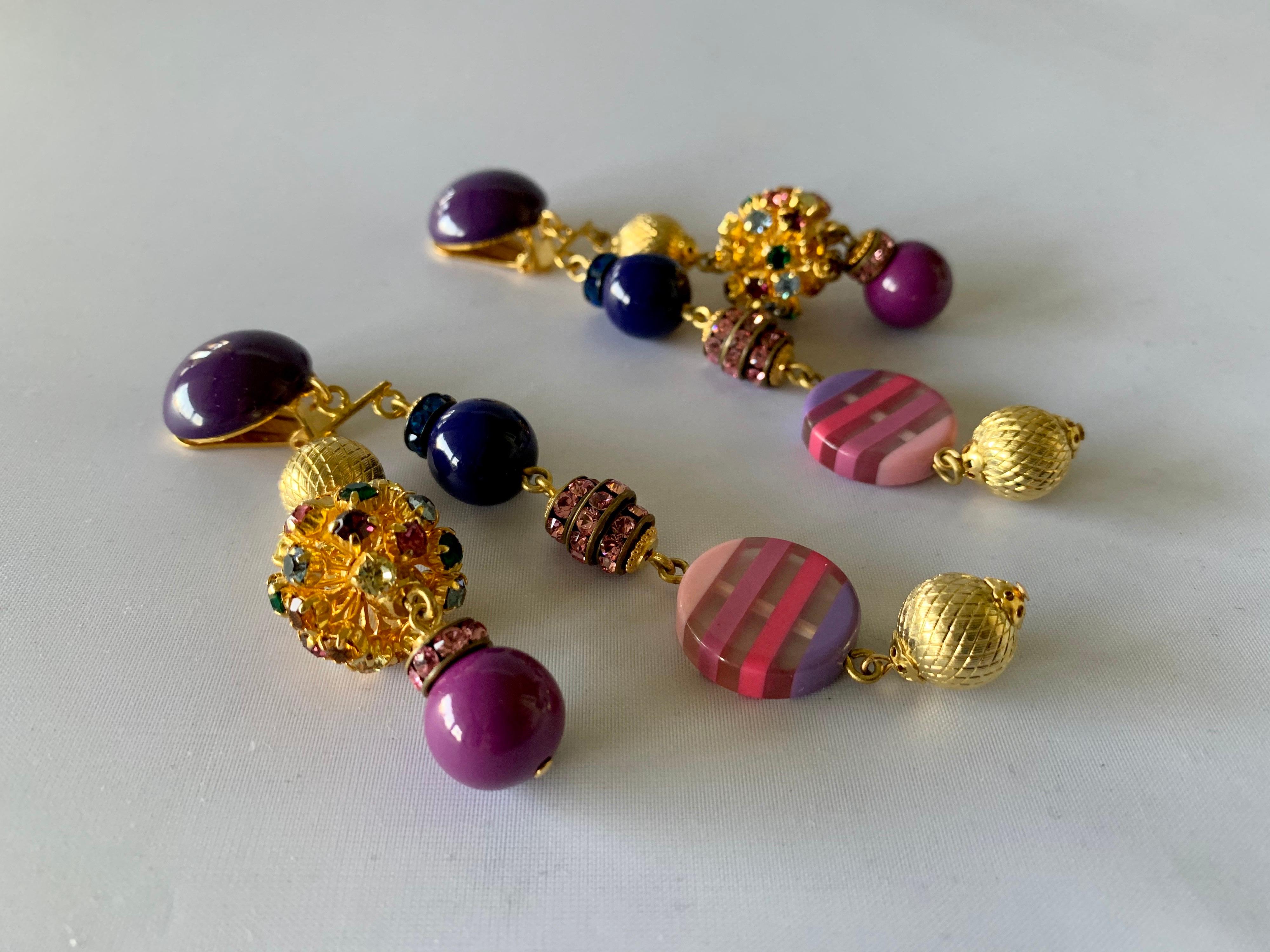 purple statement earrings