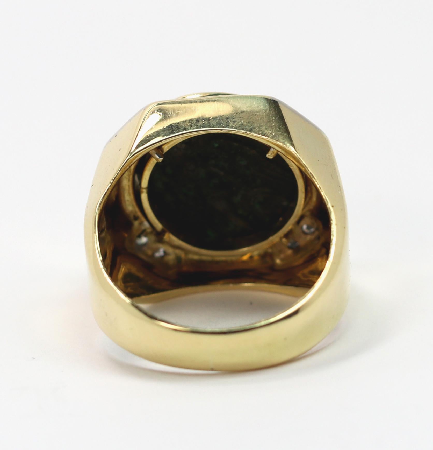 Gold Pinky Ring with Diamonds and Ancient Coin 2