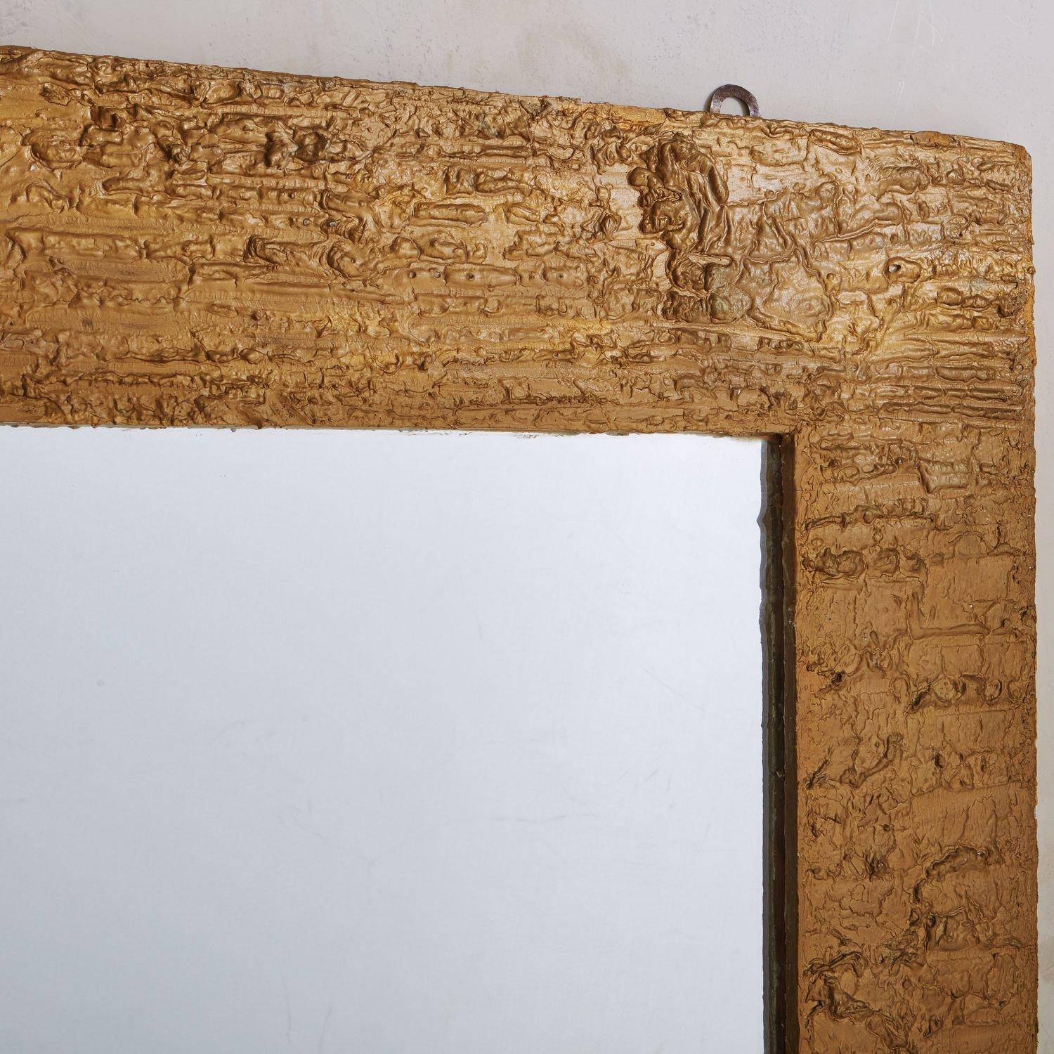 Italian Gold Plaster Frame Wall Mirror, Italy, 1970s For Sale