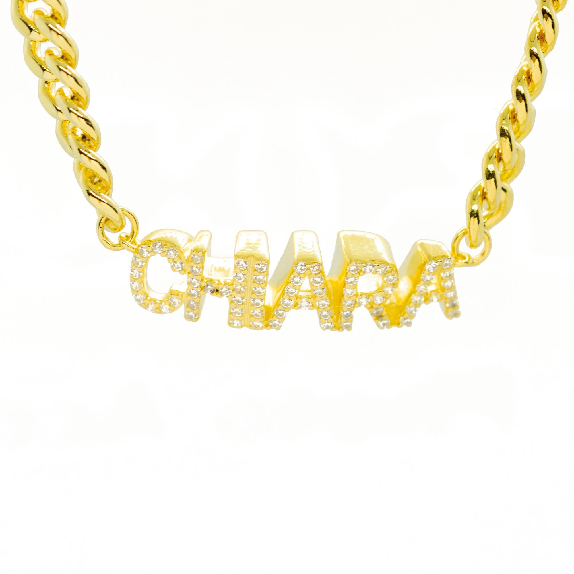 Gelbgold Plate Cubic Zirkon Kette Namen Buchstaben Custom Giulia Intini Juwelen Halskette im Angebot 3