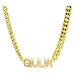 Gelbgold Plate Cubic Zirkon Kette Namen Buchstaben Custom Giulia Intini Juwelen Halskette