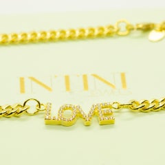 Gold Plate Cubic Zircon Chain Name Letters Romantic Love Intini Jewels Necklace