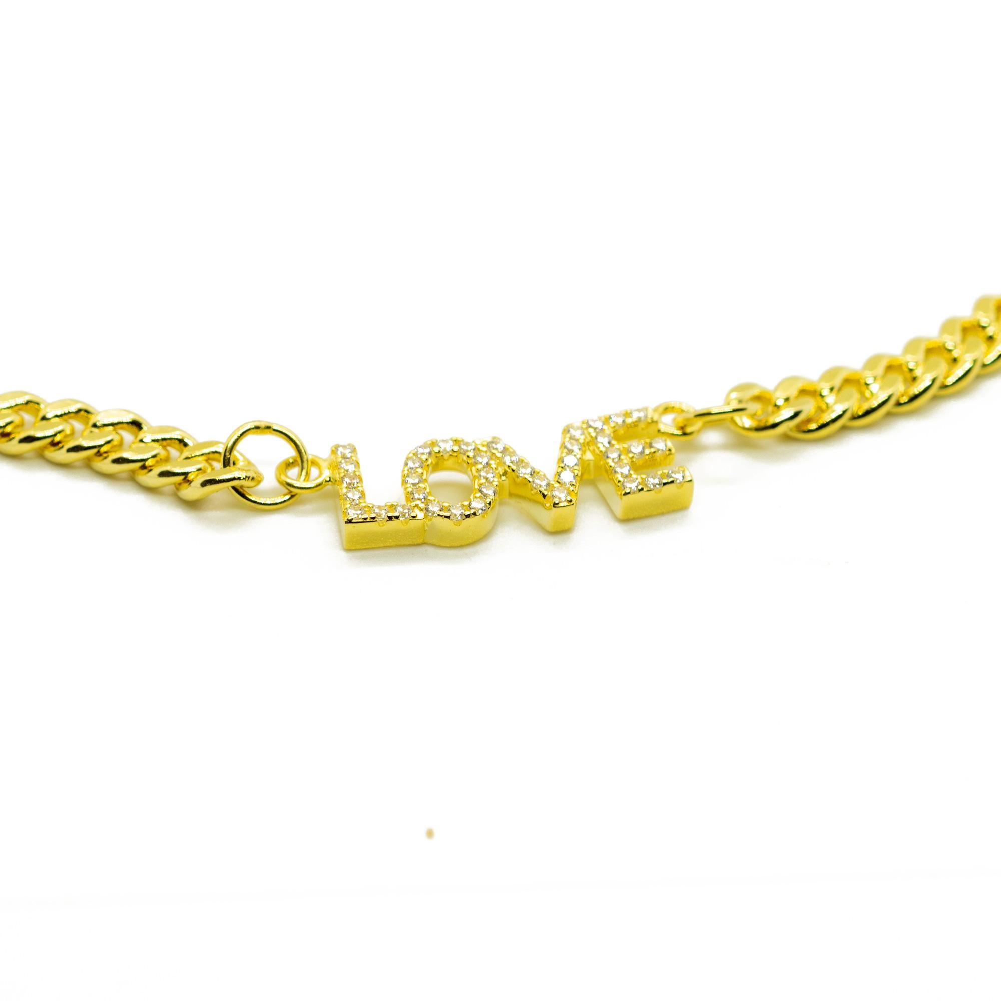 Women's or Men's Gold Plate Cubic Zircon Chain Name Letters Romantic Love Intini Jewels Necklace For Sale
