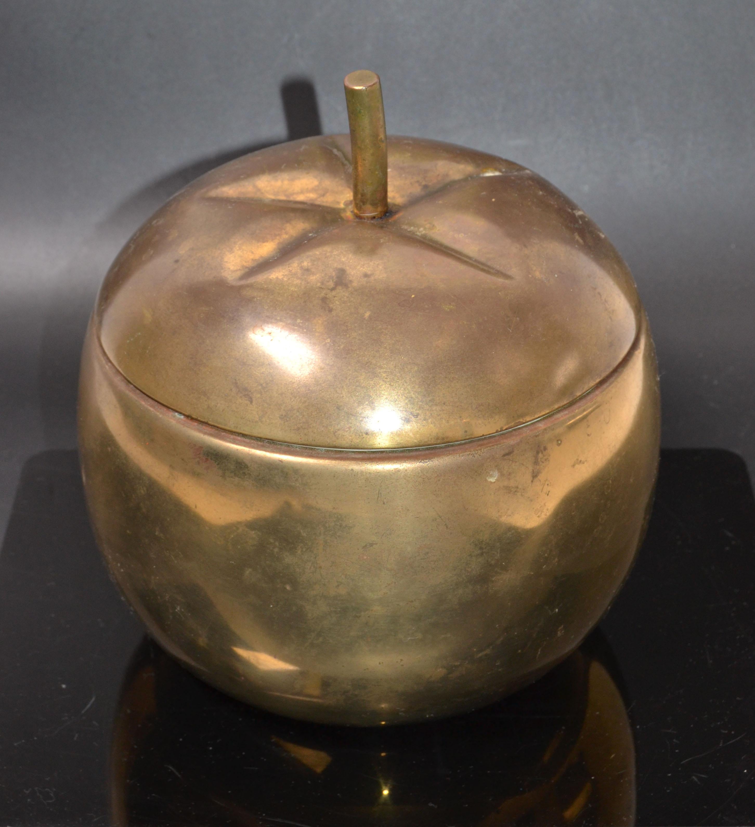 Thermid Paris Mid-Century Modern gold plate, metal & plastic tomato shaped insulated ice bucket France, 1950.
      