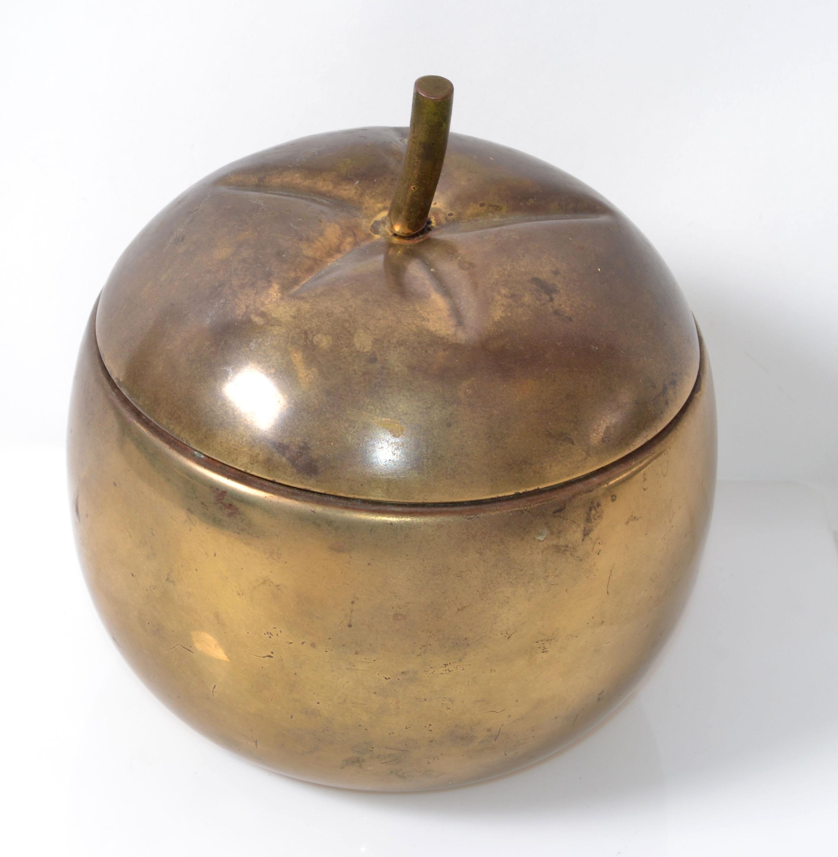 Mid-Century Modern Gold Plate over Nickel Tomato Shape Insulated Ice Bucket, France, 1950 For Sale