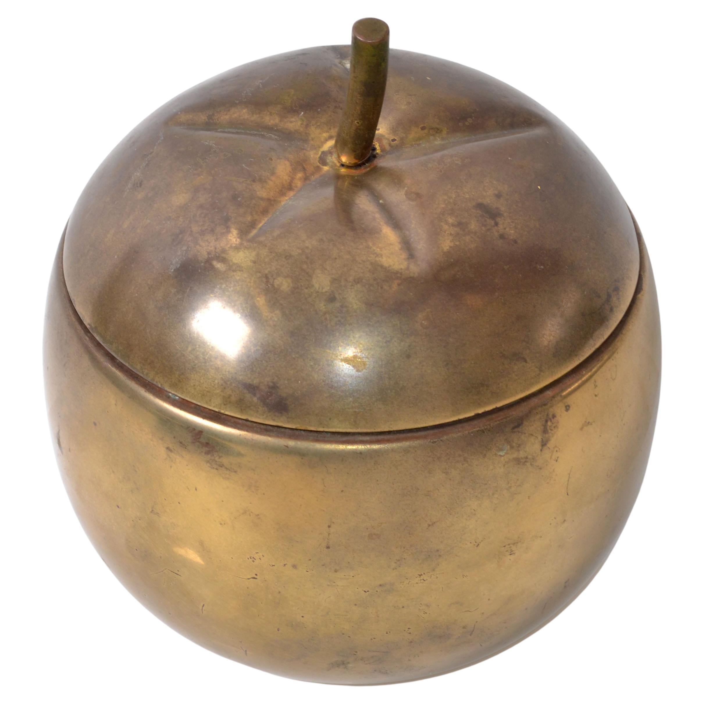 Gold Plate over Nickel Tomato Shape Insulated Ice Bucket, France, 1950 For Sale