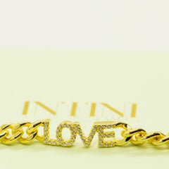 Gold Plate Zircon Chain Custom Name Letters Romantic Love Bracelet Intini Jewels