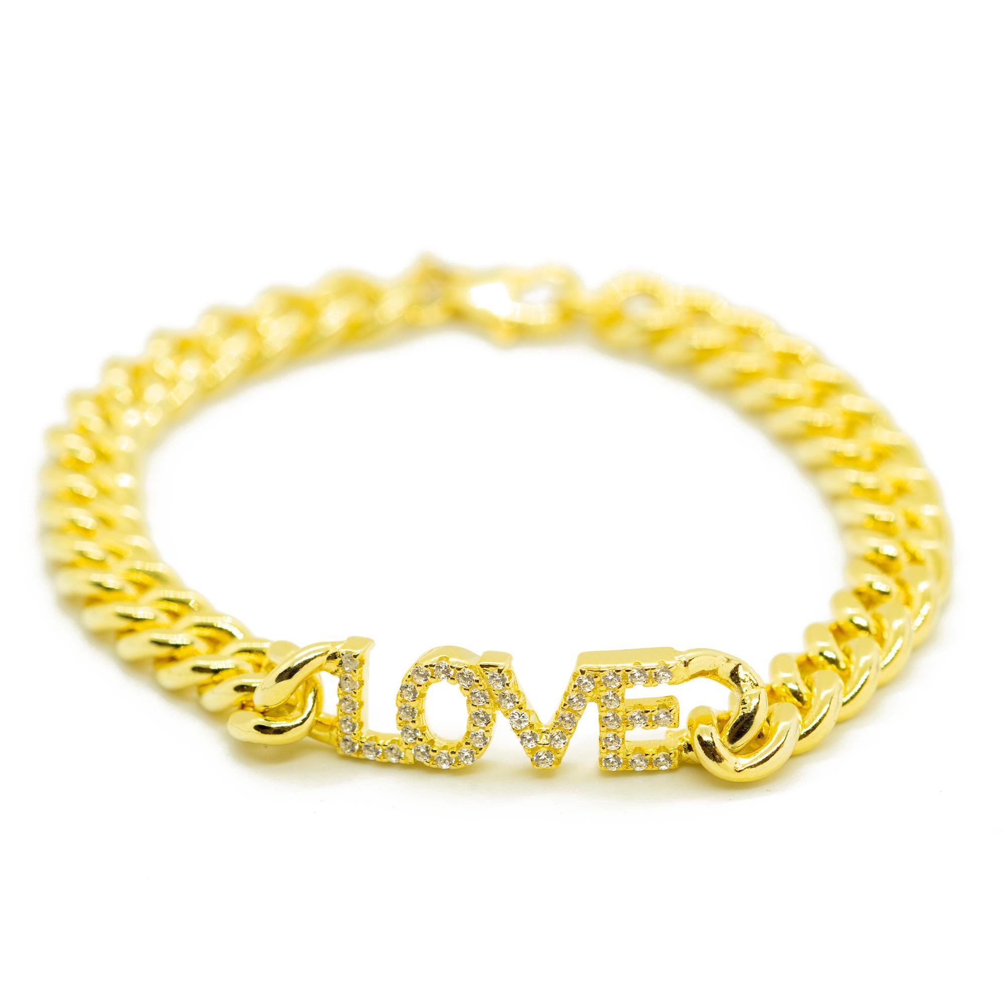 Placa de oro de la cadena de circón nombre personalizado Letras romántico amor pulsera Intini Jewels Art Nouveau en venta