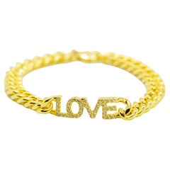 Gold Plate Zircon Chain Custom Name Letters Romantic Love Bracelet Intini Jewels