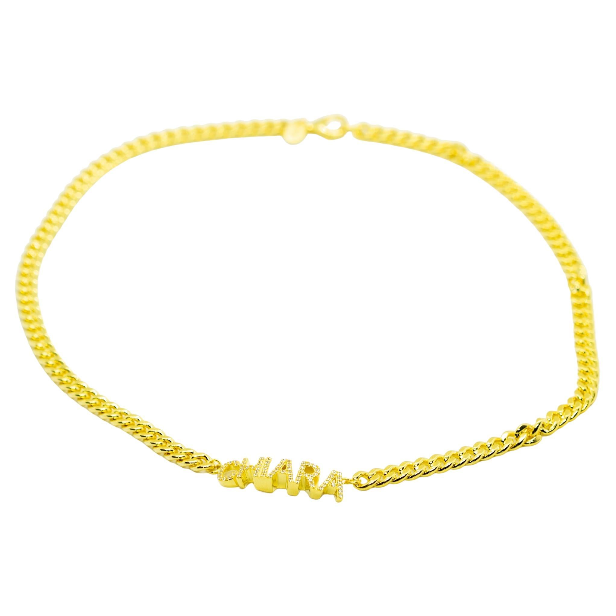 Collana con catena di zirconi in oro con nome e lettere personalizzabili Chiara Intini Jewels