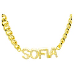 Gold Plate Zircon Chain Name Letters Customisable Sofia Intini Jewels Necklace