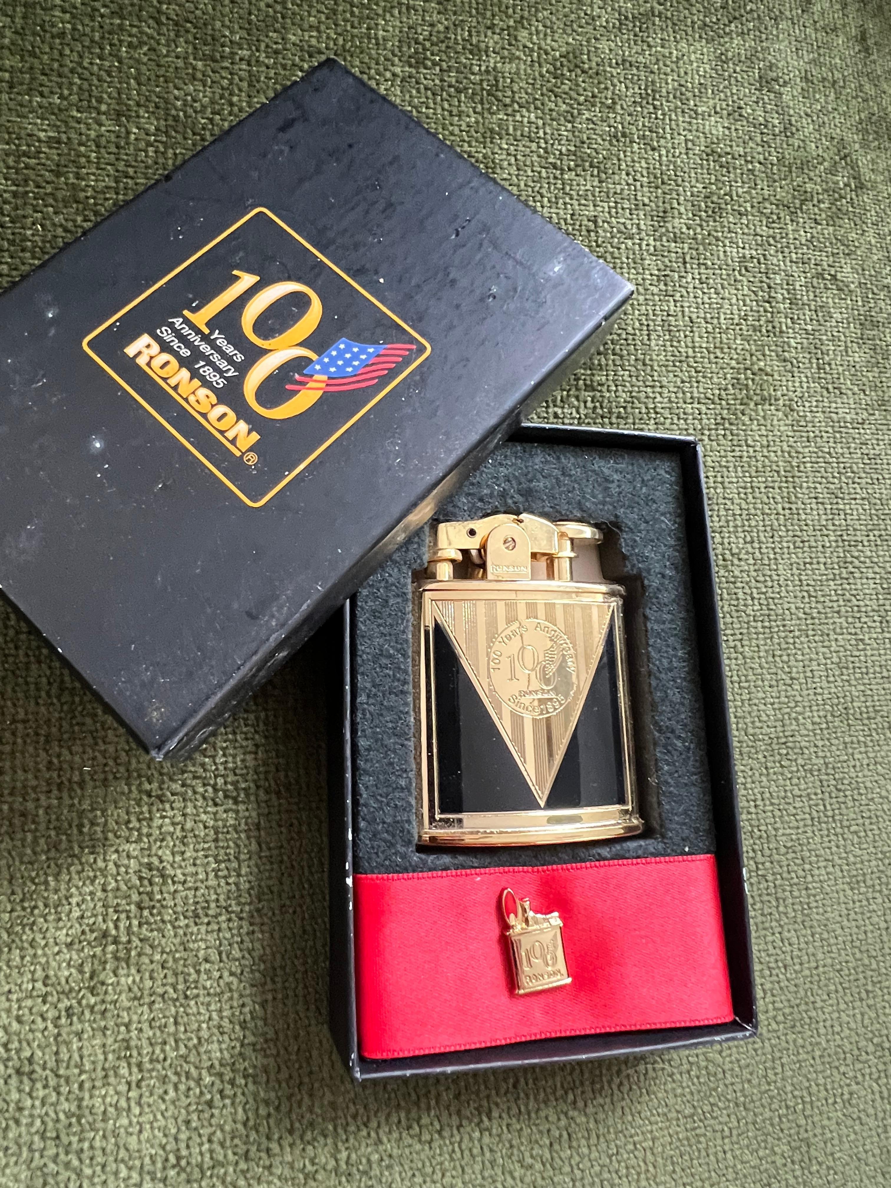 Gold Plated “1943” Ronson Lighter, Rare Limited 100 Year Anniversary Edition For Sale 3