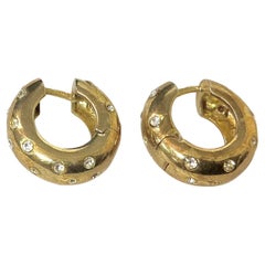 Gold-Plated 925 Sterling Silver Vermeil Hoop Earrings with Gemstones