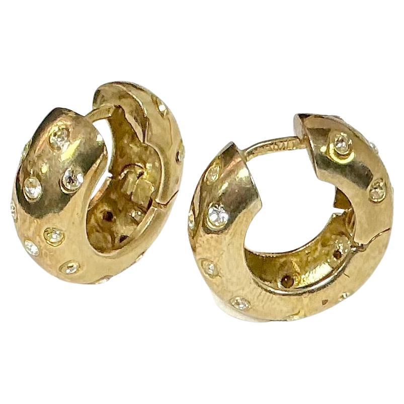 Gold-Plated 925 Sterling Silver Vermeil Hoop Earrings with Gemstones