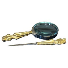 Ensemble loupe et coupe-papier Adam & Eve plaqué or par Michael Aram