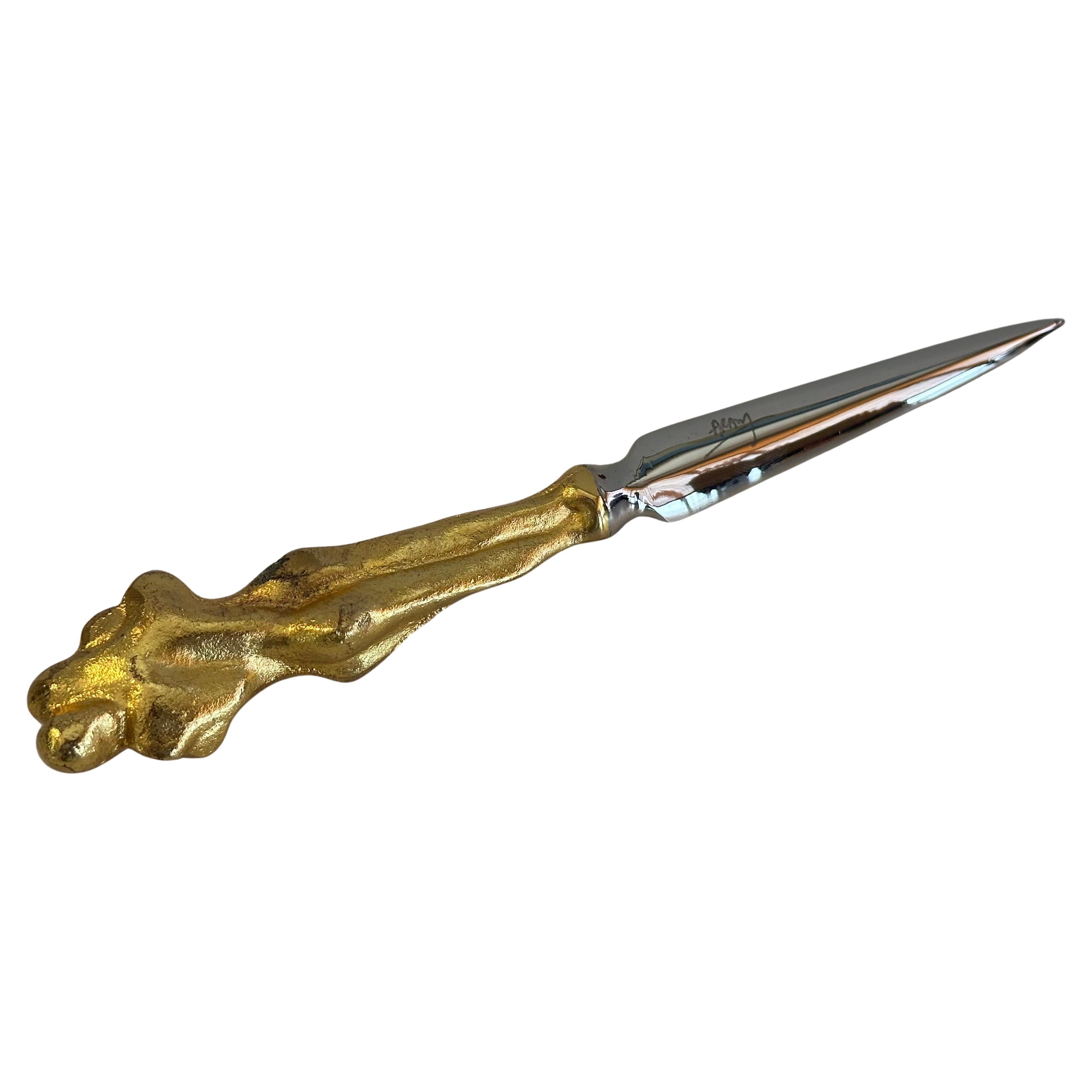 American Gold Plated Adam & Eve Magnifying Glass and Letter Opener Set by Michael Aram For Sale