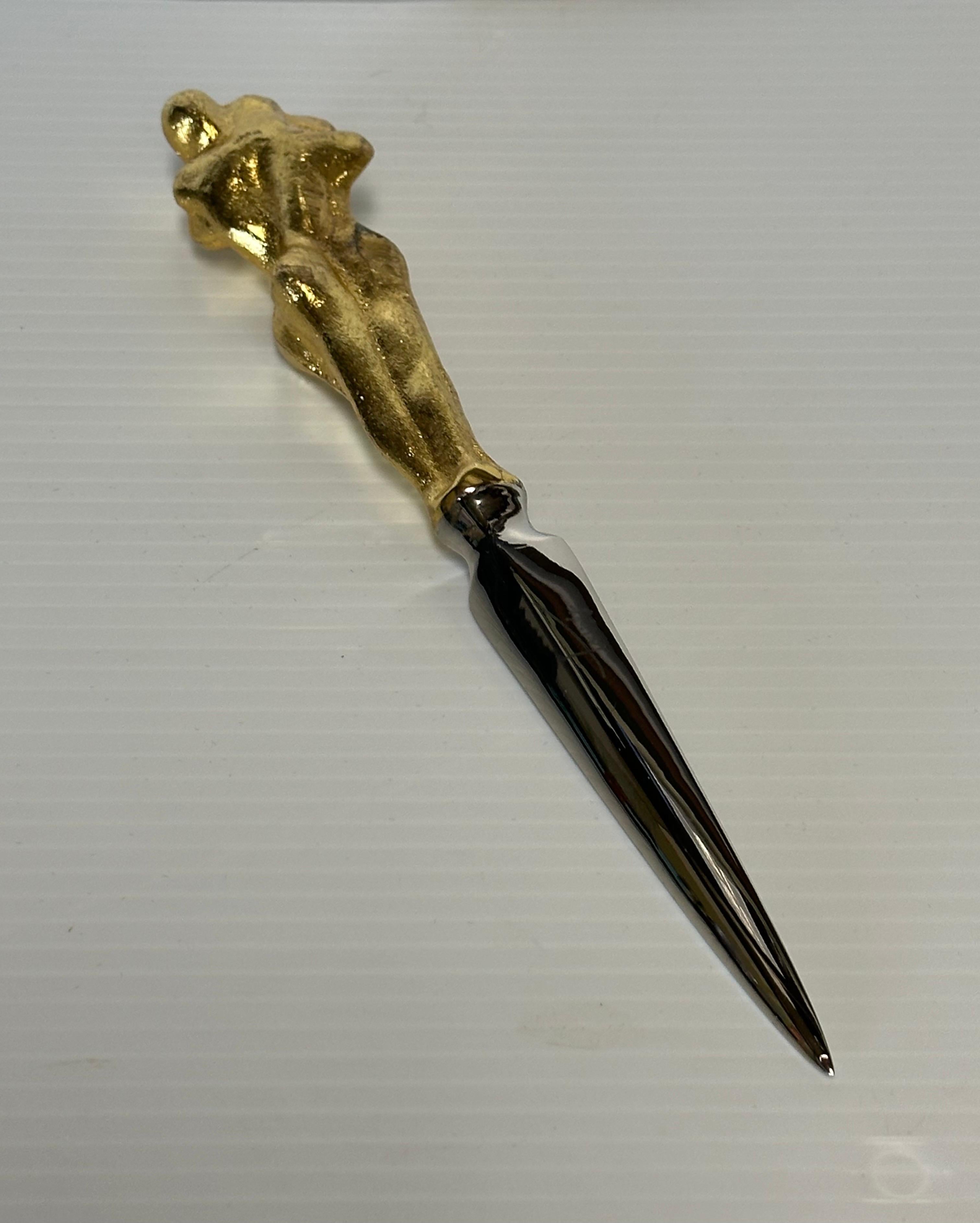 Gold Plated Adam & Eve Magnifying Glass and Letter Opener Set by Michael Aram For Sale 1