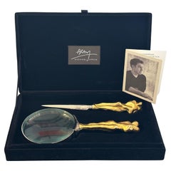 Gold Plated Adam & Eve Magnifying Glass and Letter Opener Set by Michael Aram