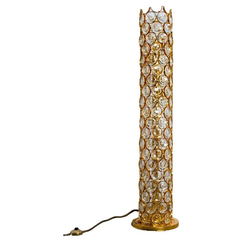 Gold-Plated and Crystal Floor Lamp by Palwa, 1960s For Sale