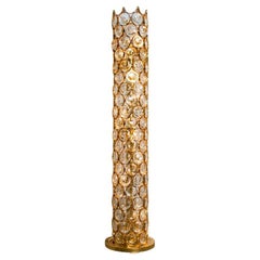 Retro Gold-Plated and Crystal Floor Lamp by Palwa, 1960s