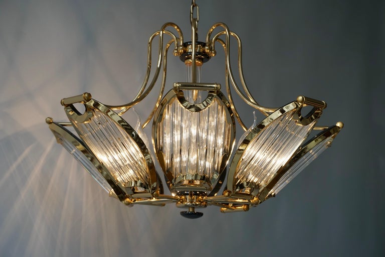 Gold-Plated and Crystal Glass Chandelier by Bakalowits For Sale 2